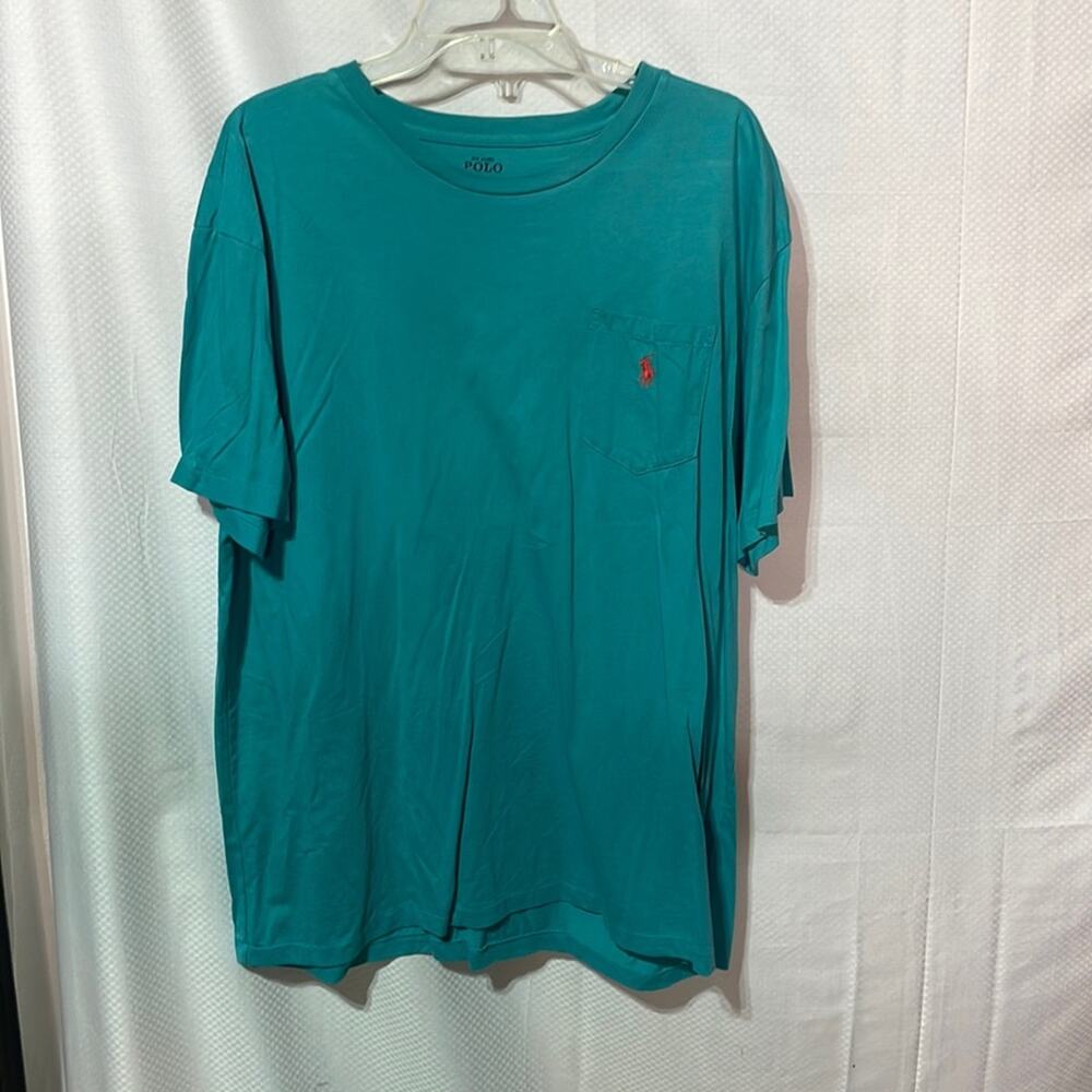 Ralph Lauren xl turquoise 💯cotton short sleeve t shirt front pocket emblem